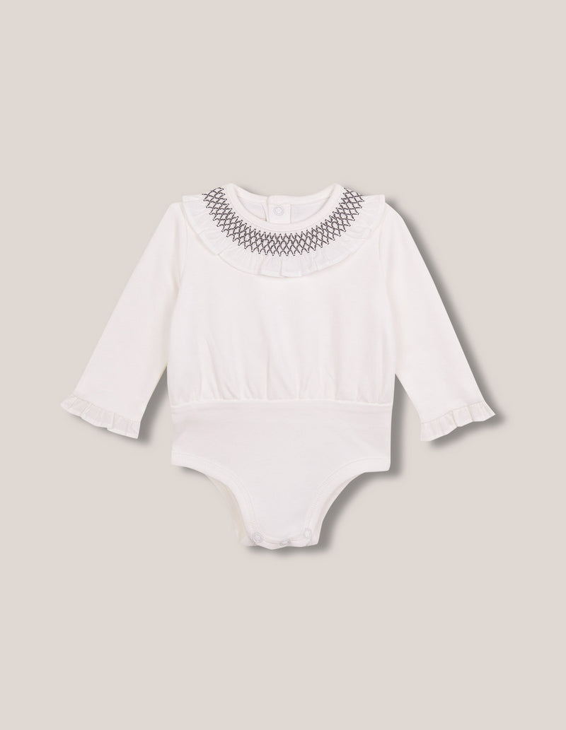 Body manga larga cuello smock