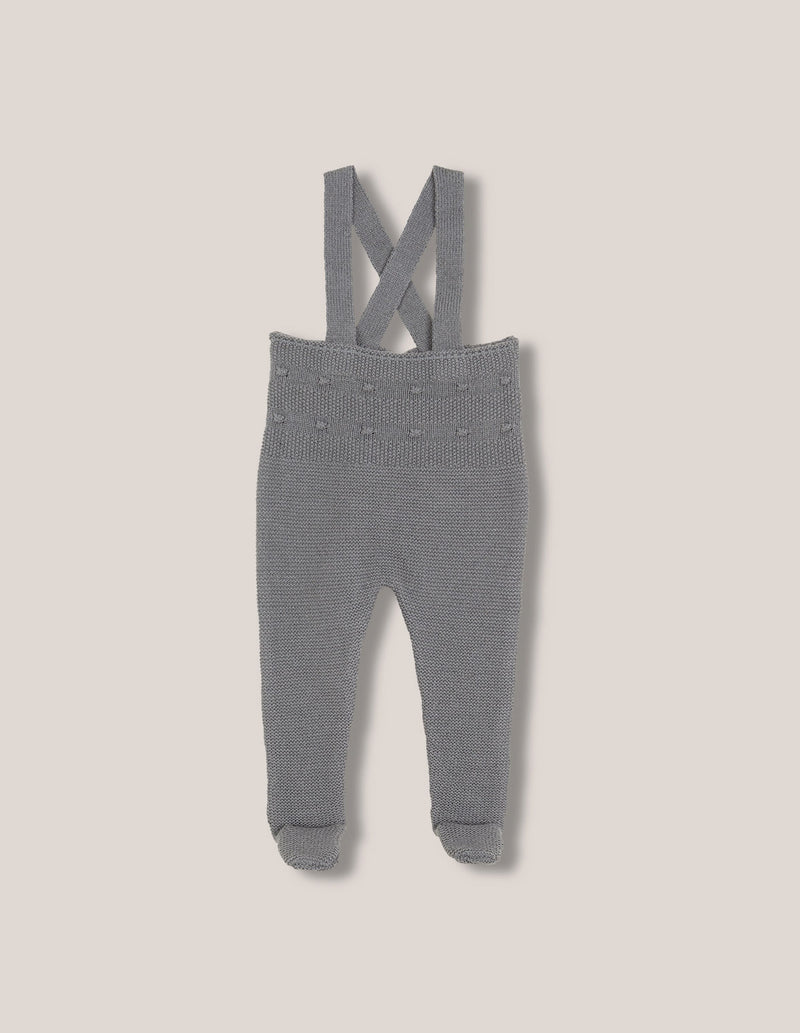 Pantalón largo con tirantes de punto de arroz