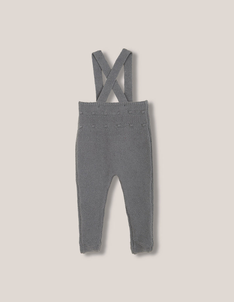 Pantalón largo con tirantes de punto de arroz