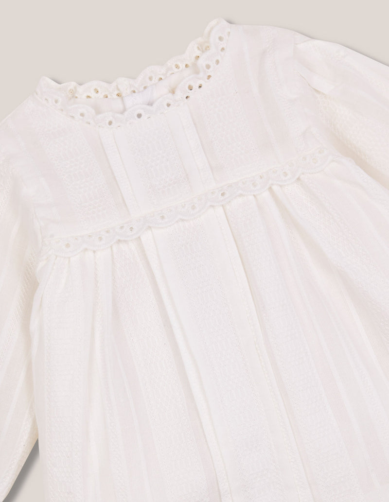 Vestido de manga larga con jaretas