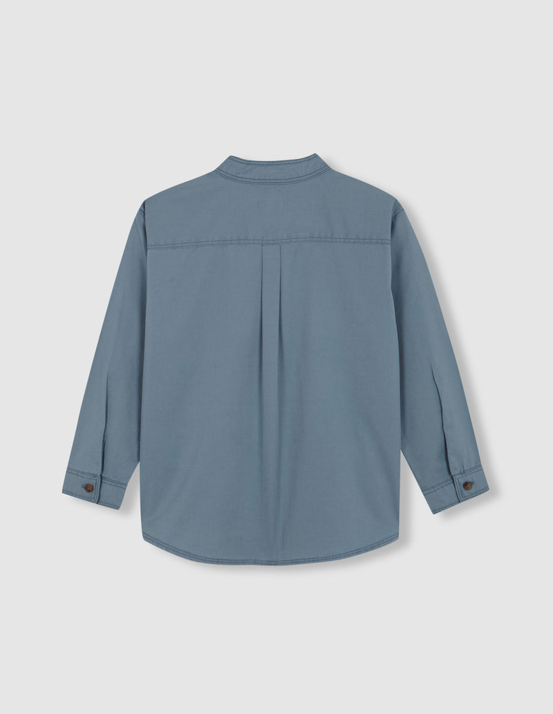 Camisa Cuello Mao Con Bolsillos