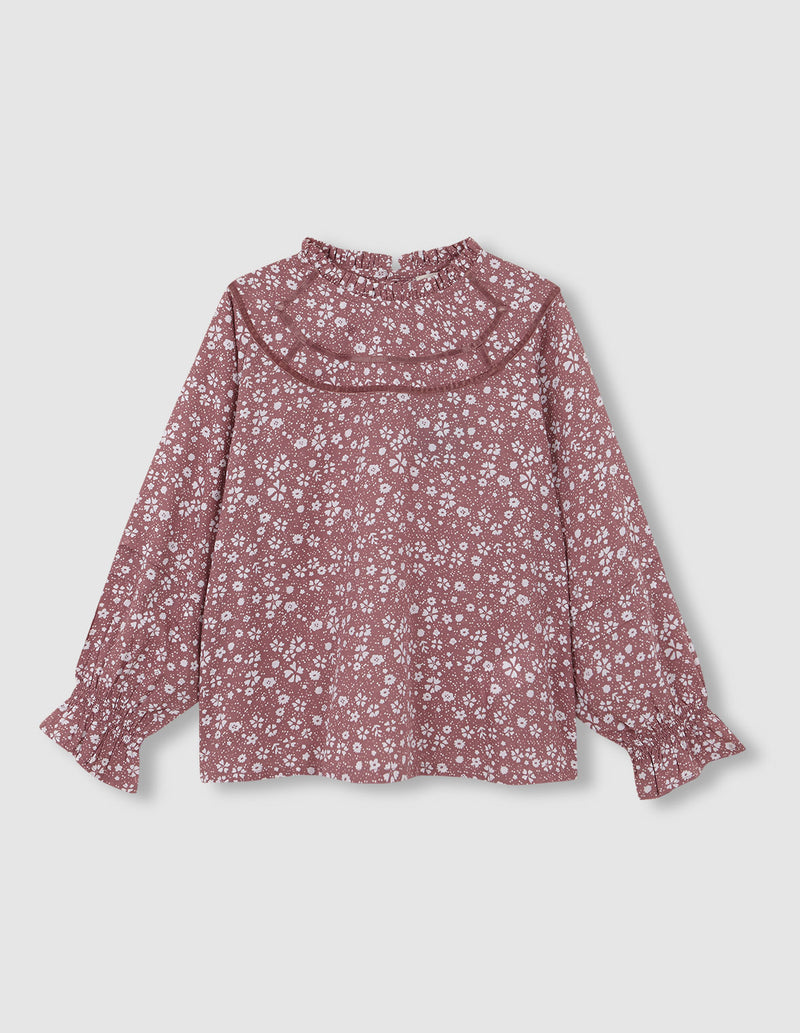 Blusa manga larga estampado bicolor