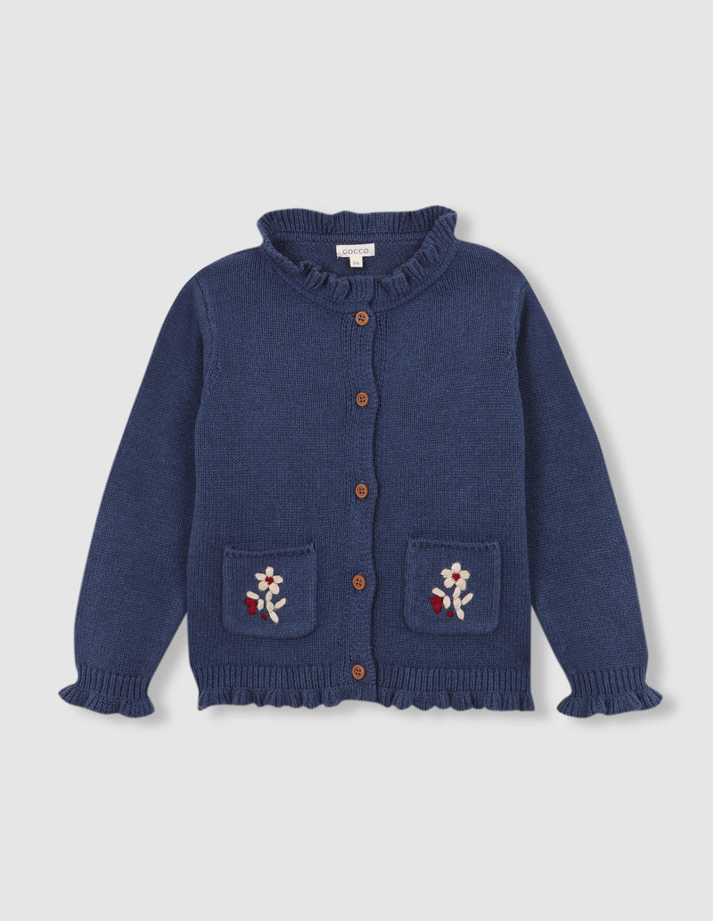 Suéter Azul Con Bordados