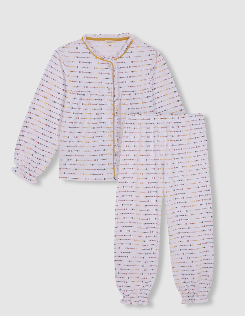 Pijama estampado con vivo a contraste