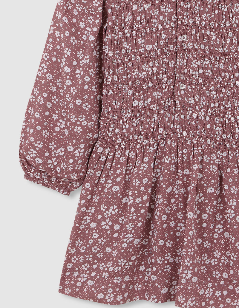 Vestido estampado con cuello blanco bordado