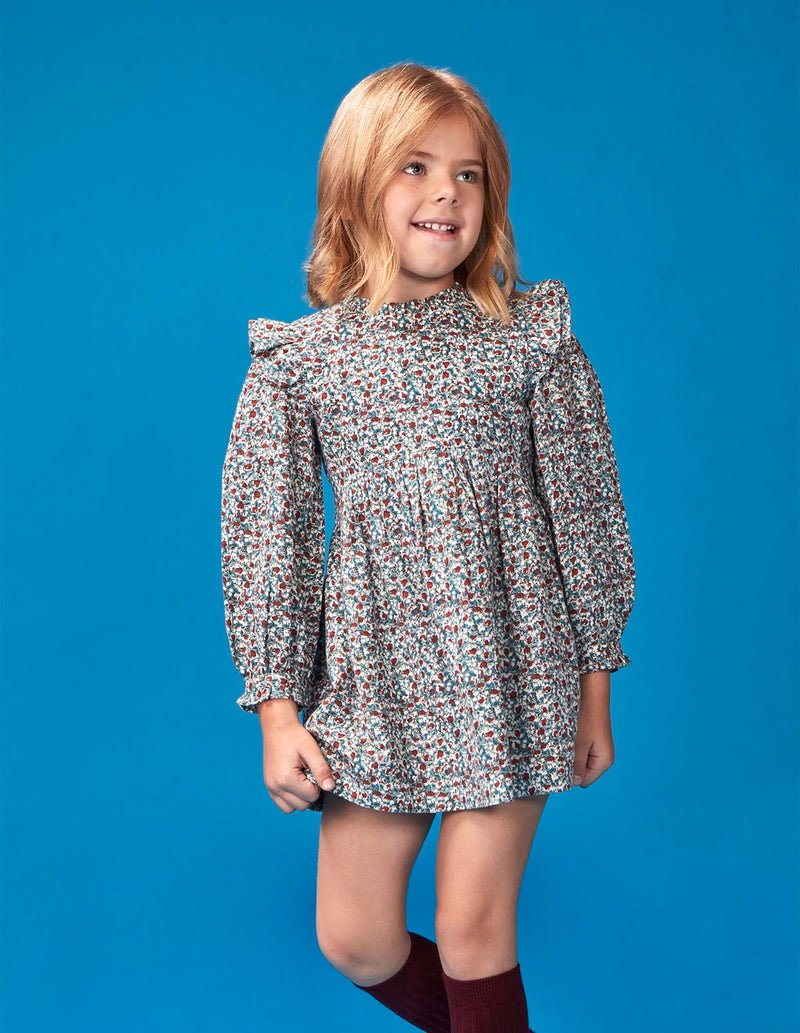 Vestido estampado de flores con volantes