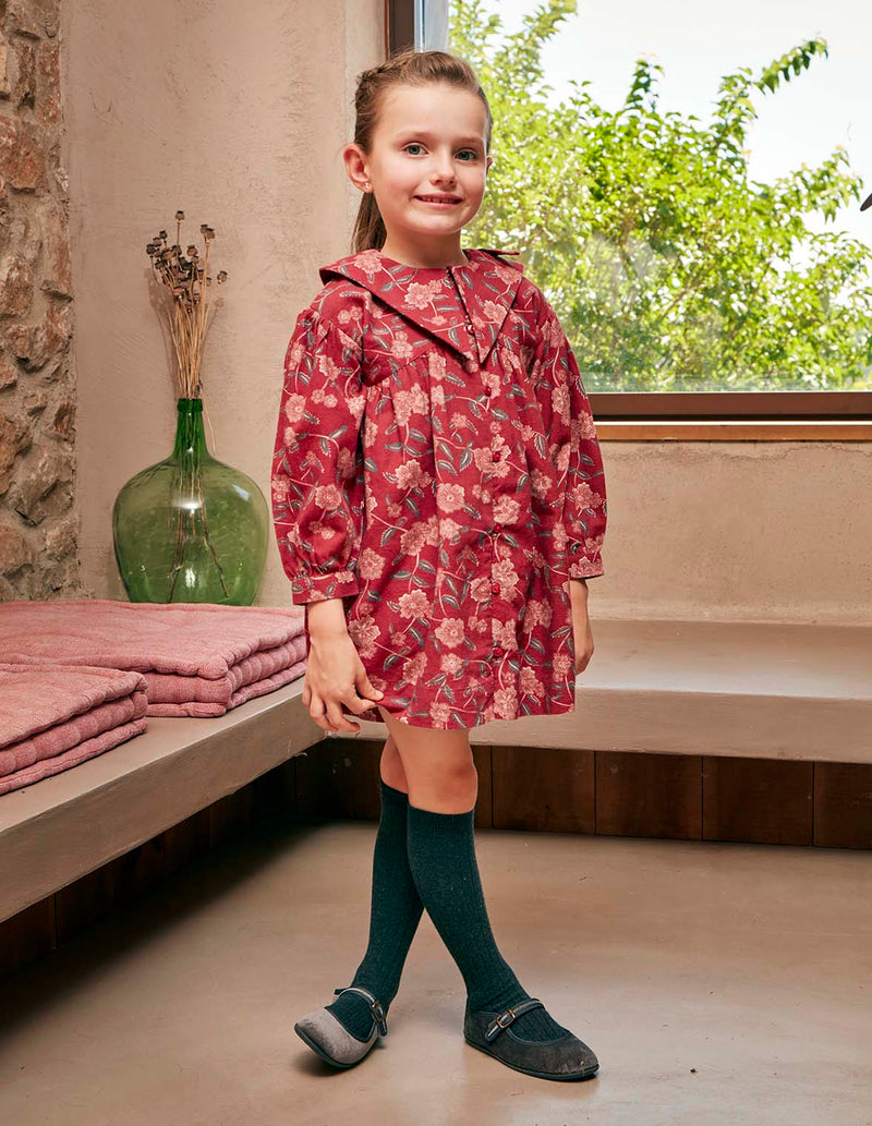 Vestido estampado flores cuello grande