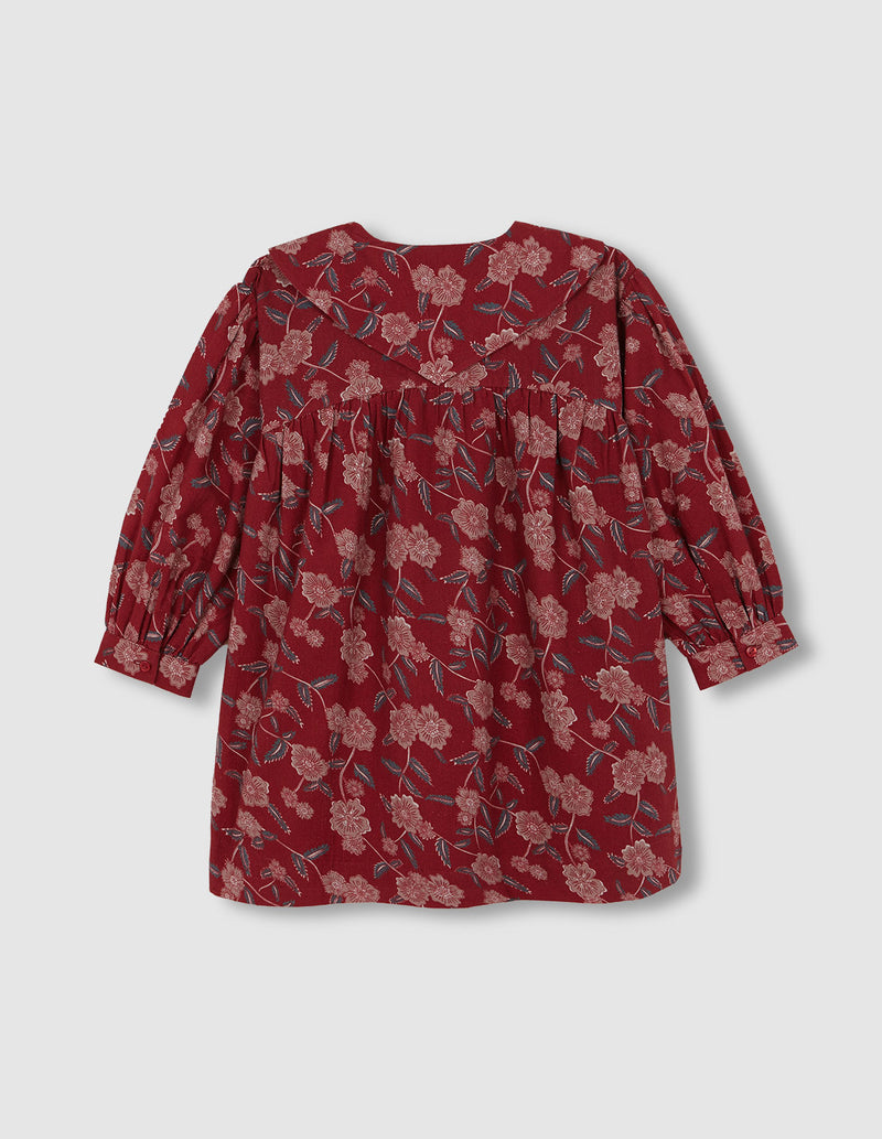 Vestido estampado flores cuello grande