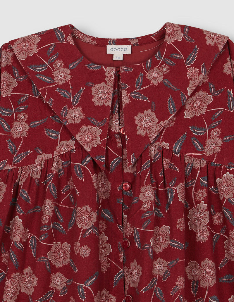 Vestido estampado flores cuello grande