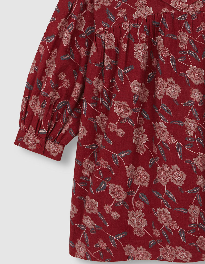 Vestido estampado flores cuello grande