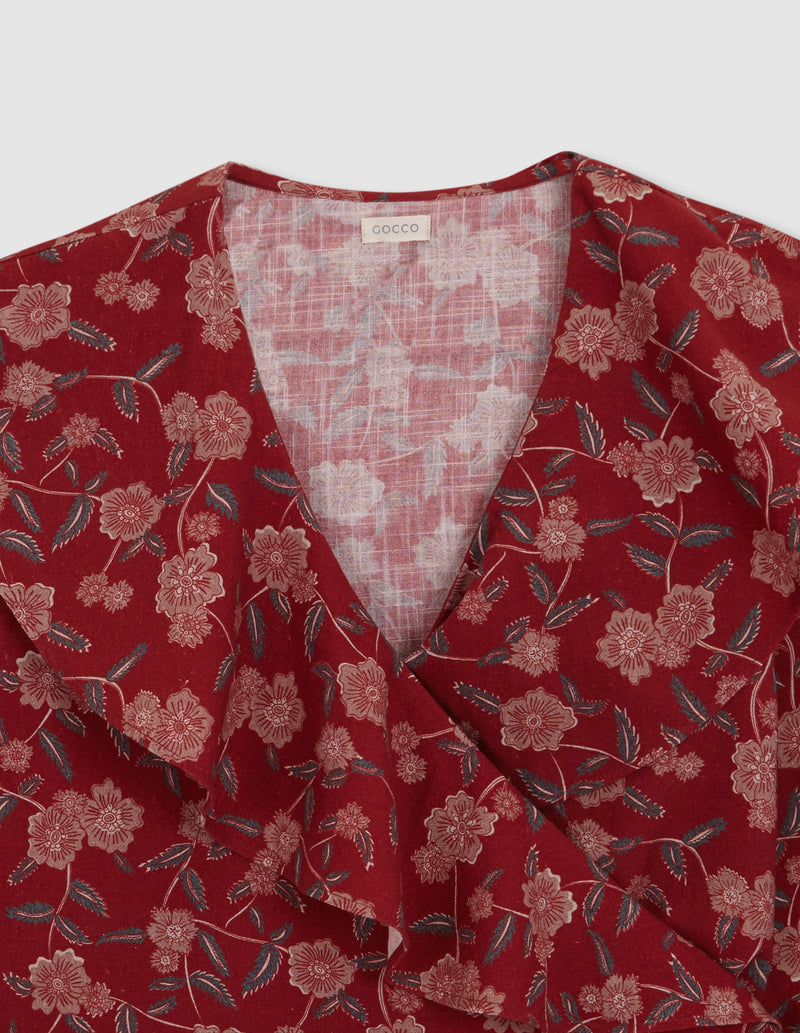 Blusa cruzada de flores