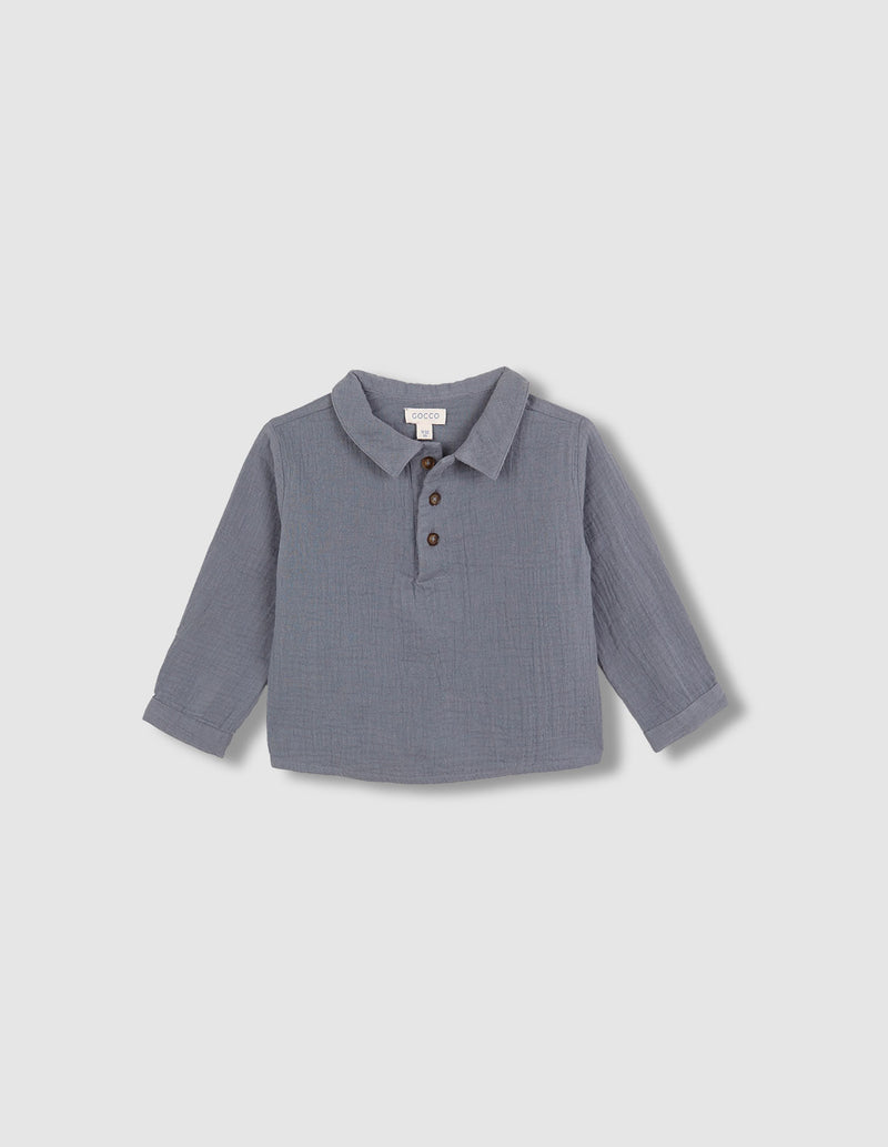 Camisa de gasa cuello mao