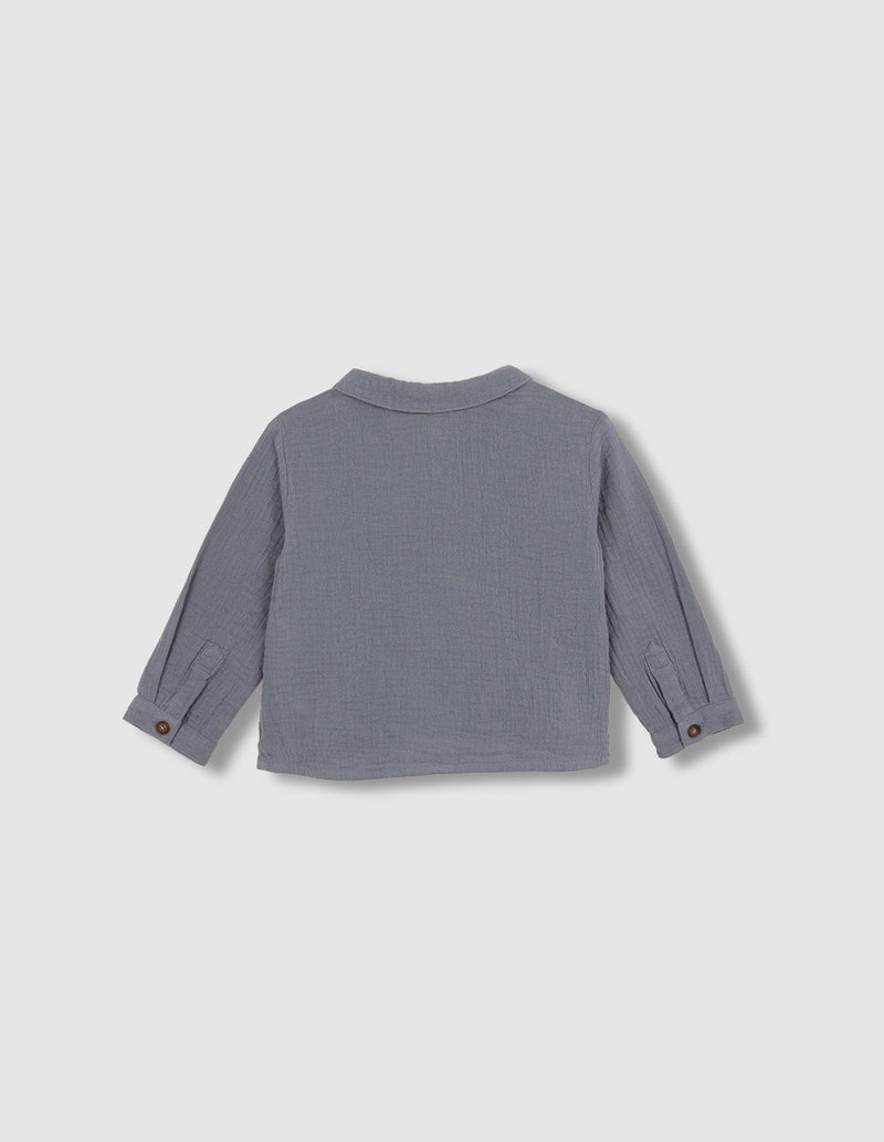 Camisa de gasa cuello mao