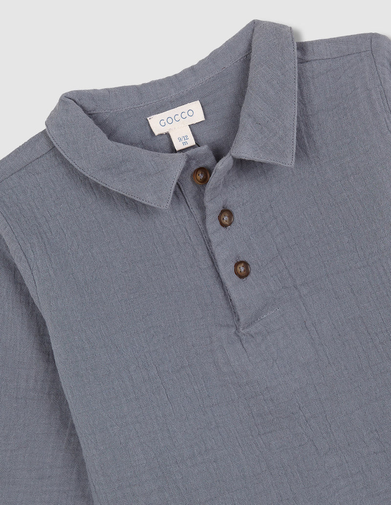 Camisa de gasa cuello mao