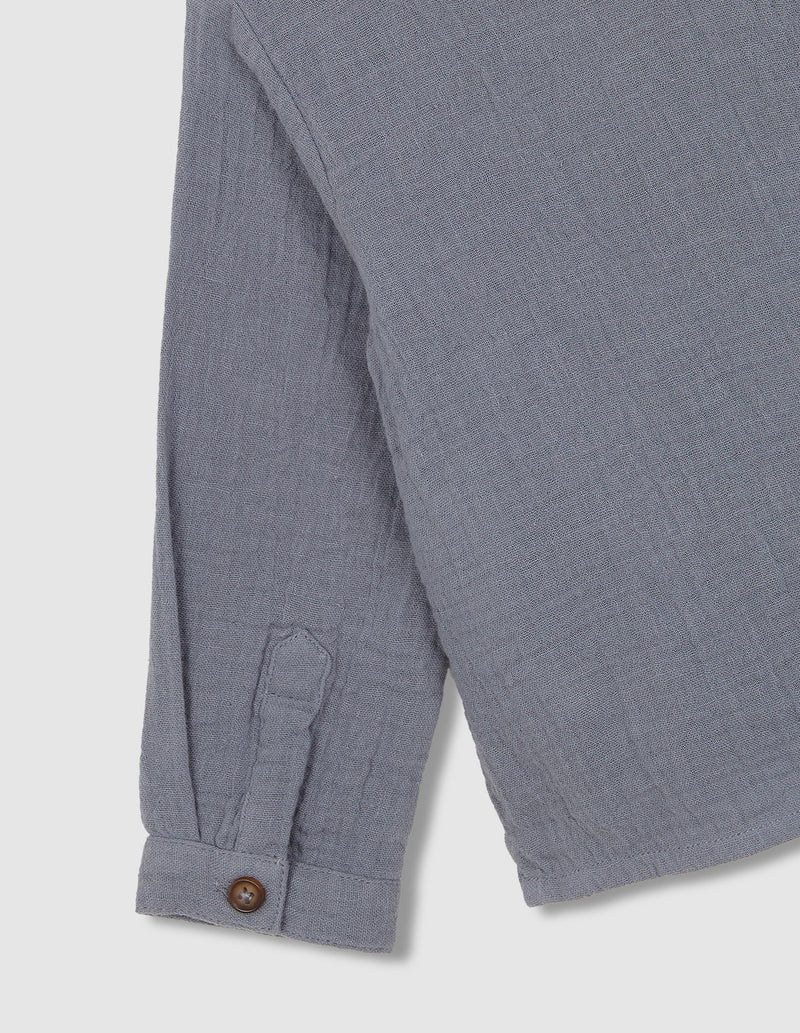 Camisa de gasa cuello mao