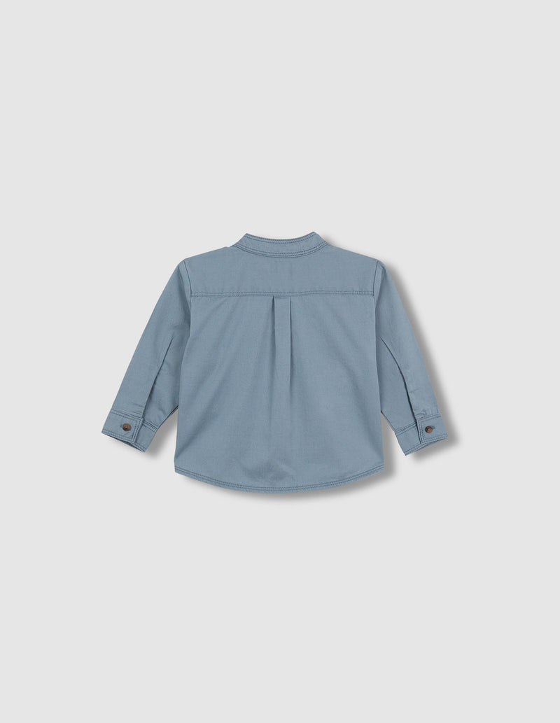 Camisa Cuello Mao Con Bolsillos