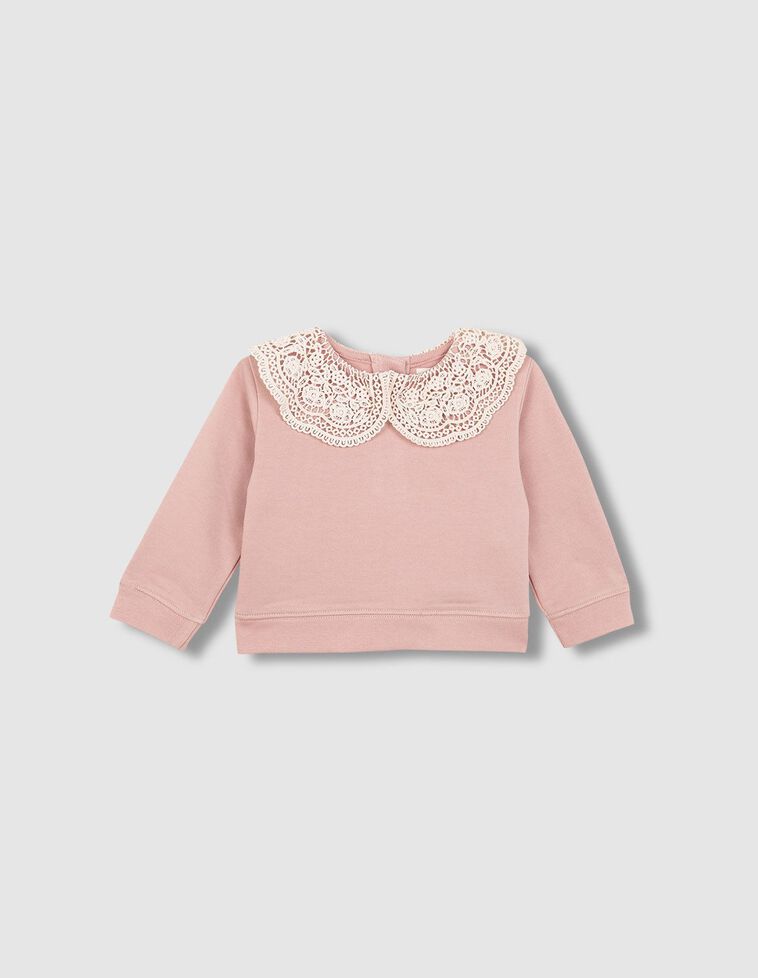 Sudadera cuello crochet lila