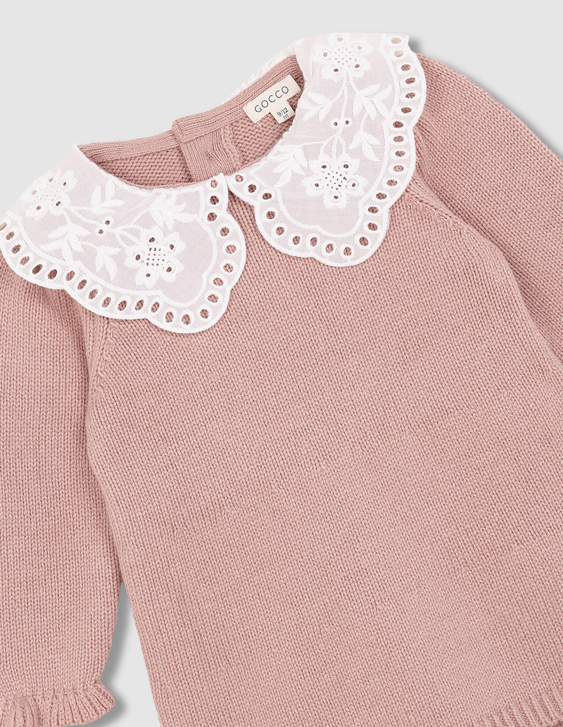 Vestido De Punto Con Cuello Volante