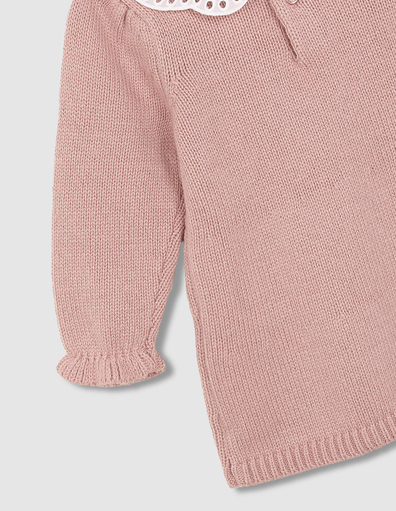 Vestido De Punto Con Cuello Volante