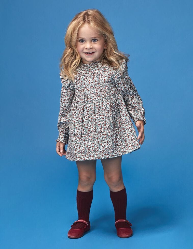 Vestido estampado de flores con volantes