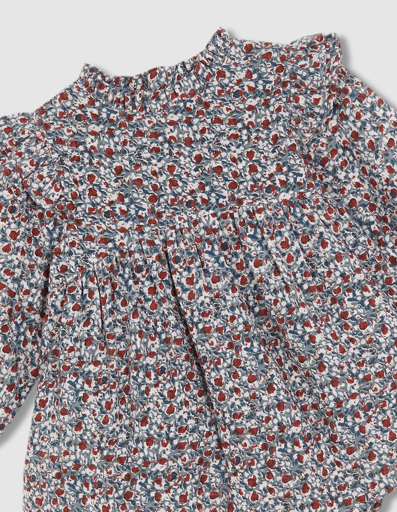 Vestido estampado de flores con volantes