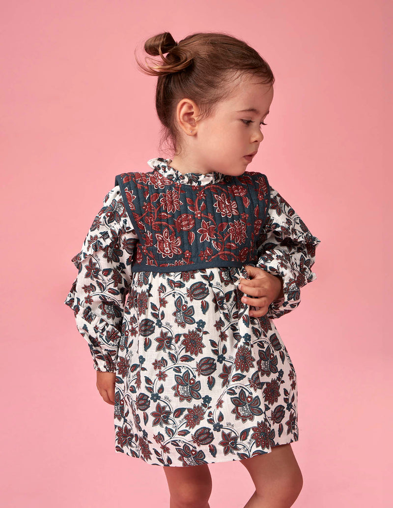 Vestido estampado con chaleco incorporado