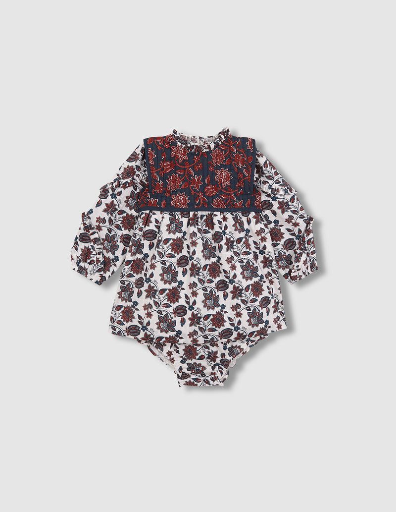 Vestido estampado con chaleco incorporado