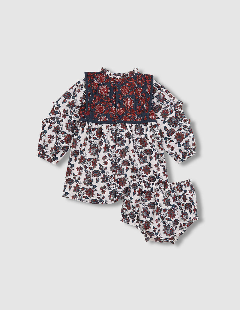 Vestido estampado con chaleco incorporado