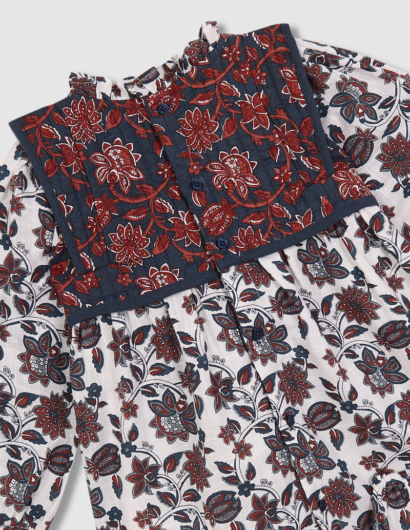 Vestido estampado con chaleco incorporado