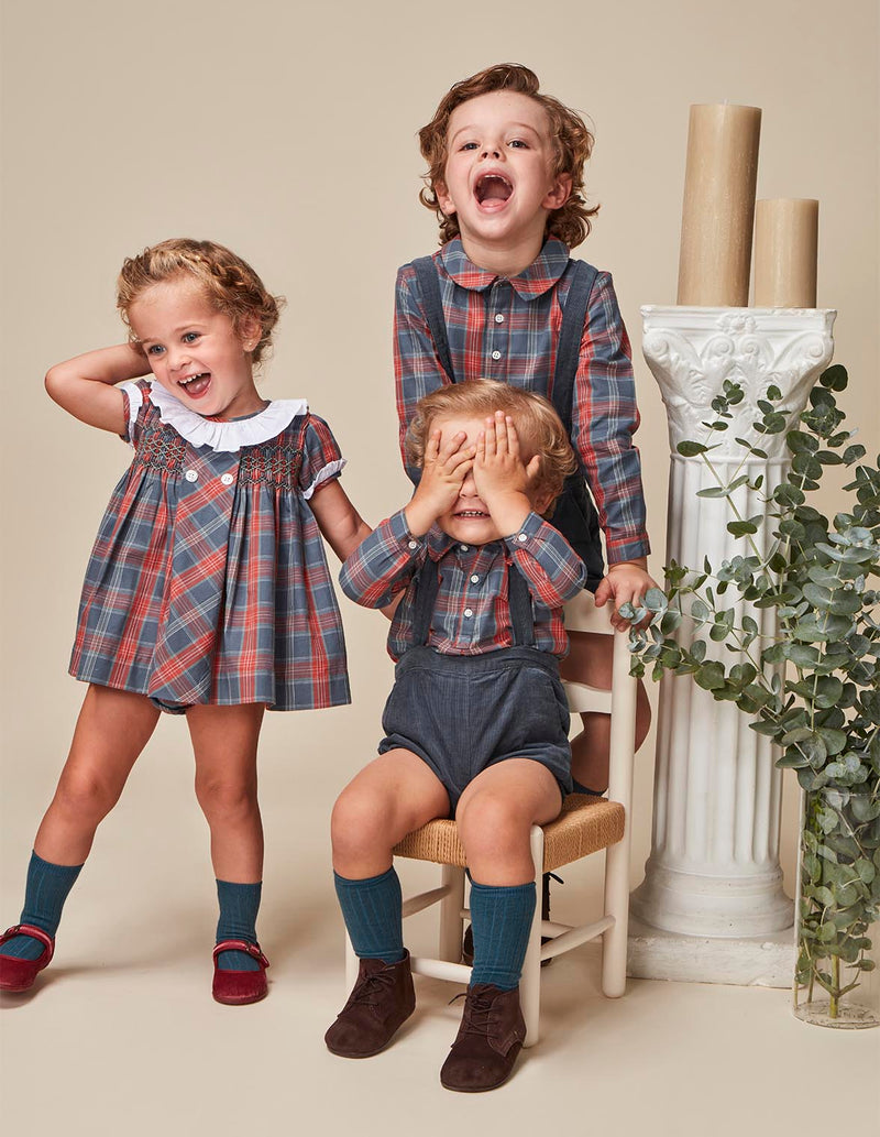 Vestido Cuadro Tartan Con Cubrepañal