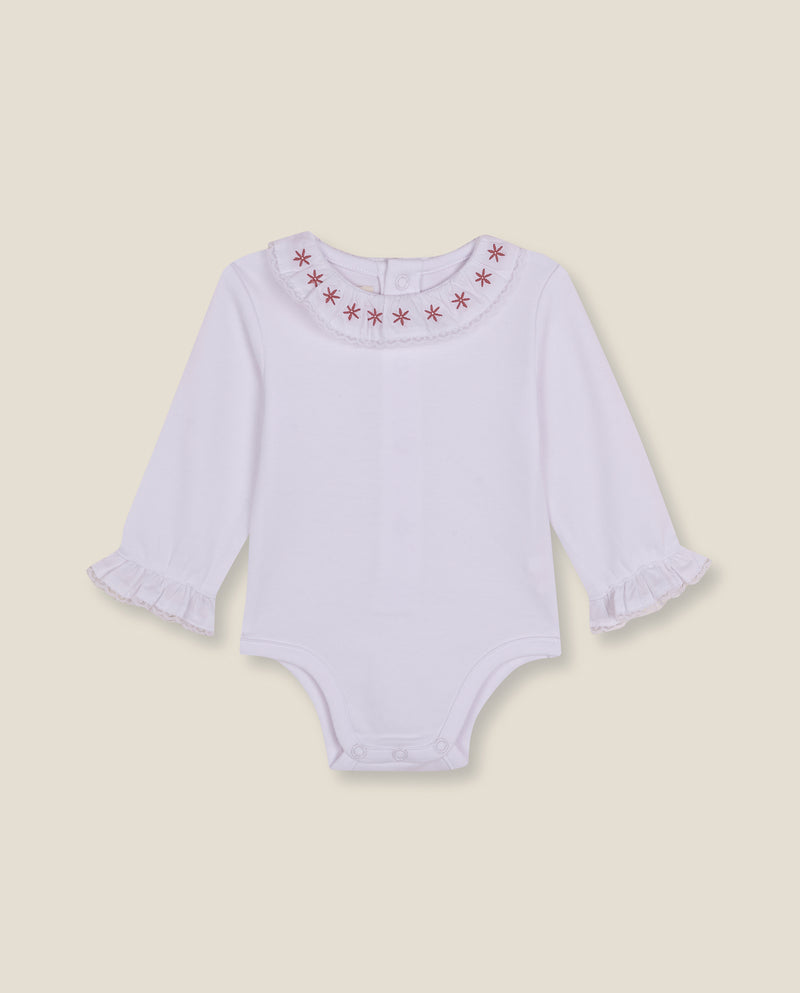 Body Manga Larga Cuello Volante
