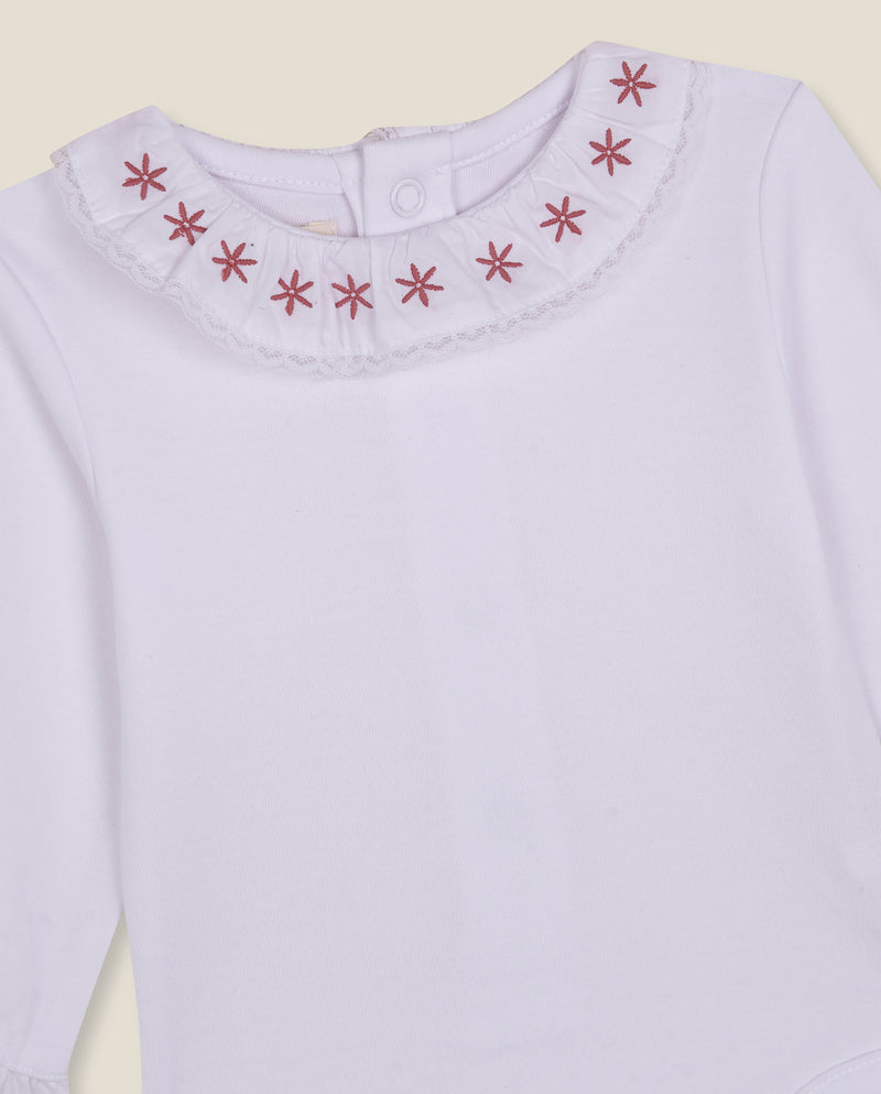 Body Manga Larga Cuello Volante