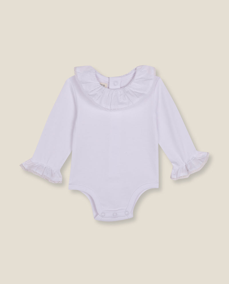 Body Manga Larga Cuello Volante