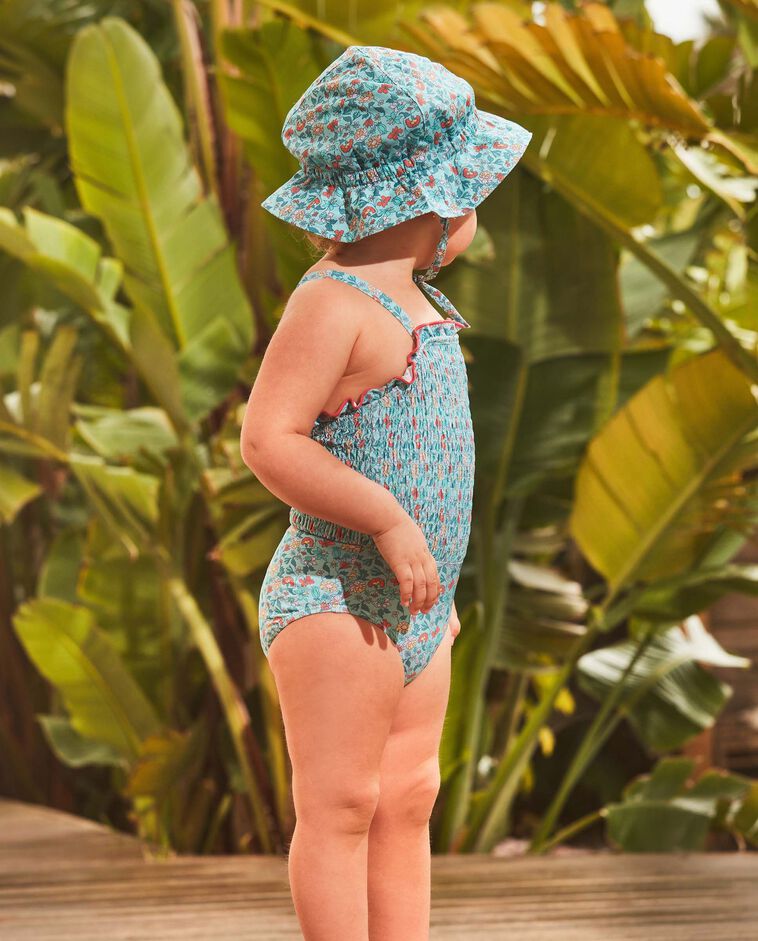 Traje de baño turquesa para niña con estampado