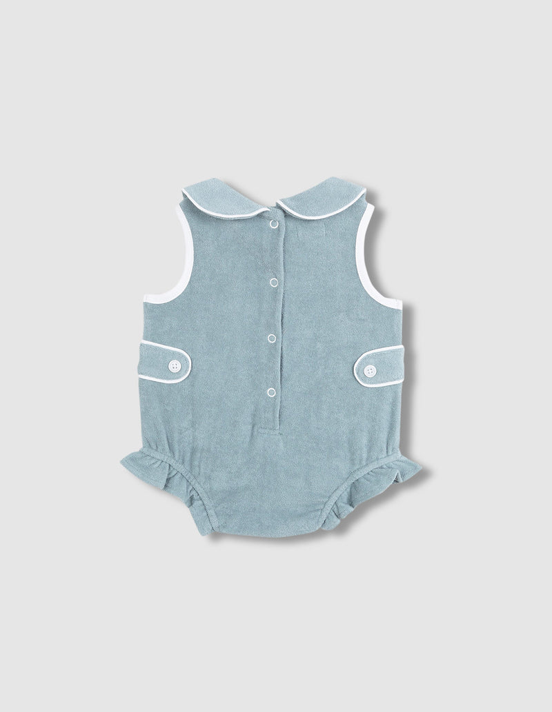 Ranita azul con blanco y cuello bebé