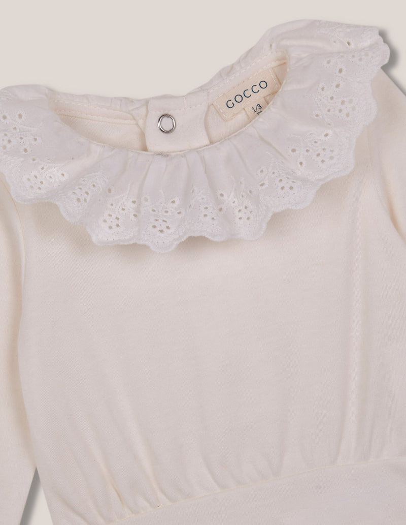 Body manga larga cuello volante bordado