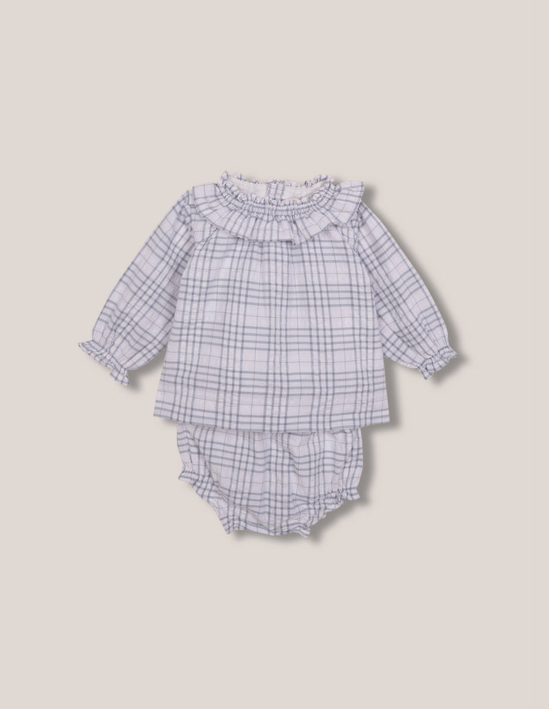 Vestido smock cuello volante