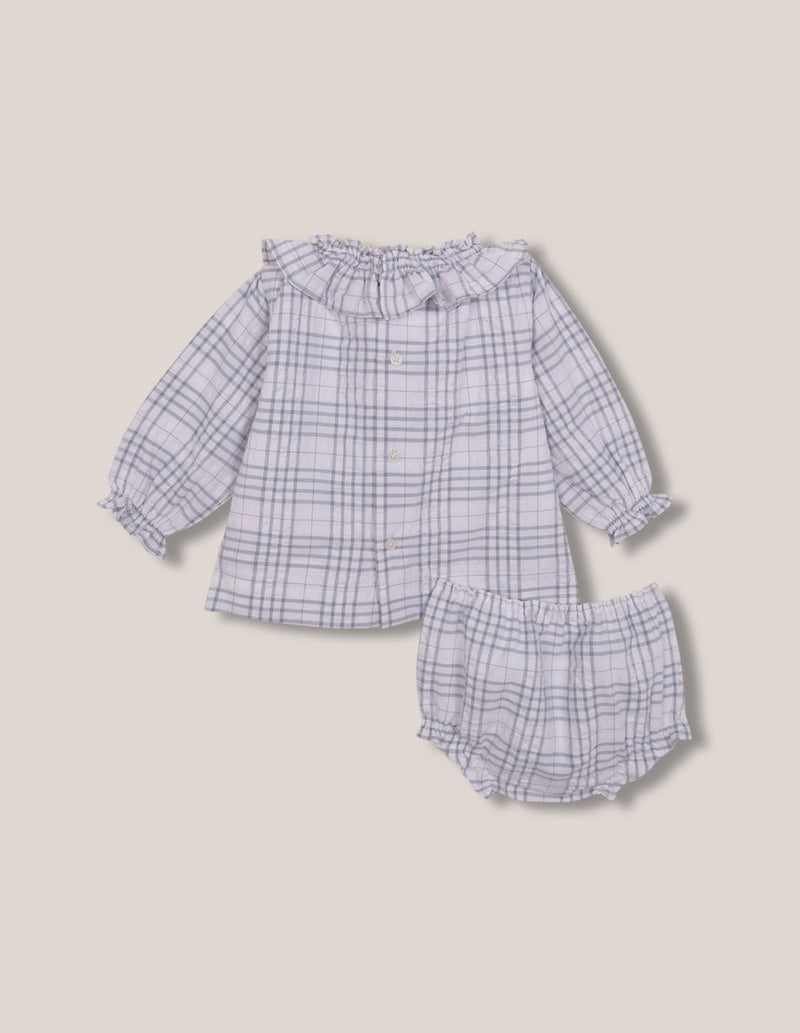 Vestido smock cuello volante