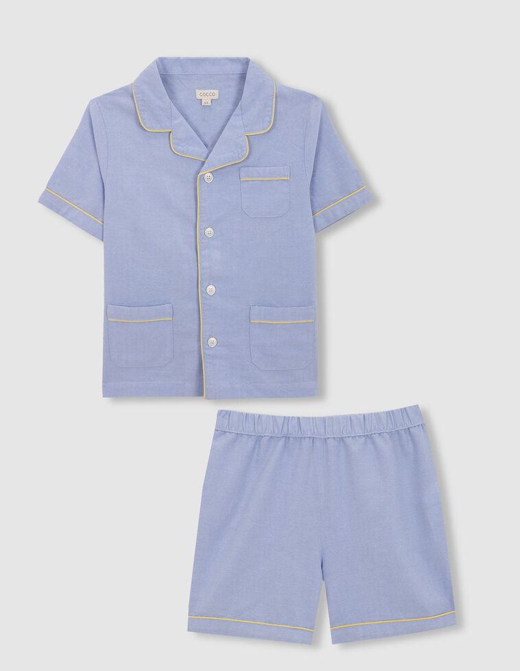Pijama azul con vivo amarillos