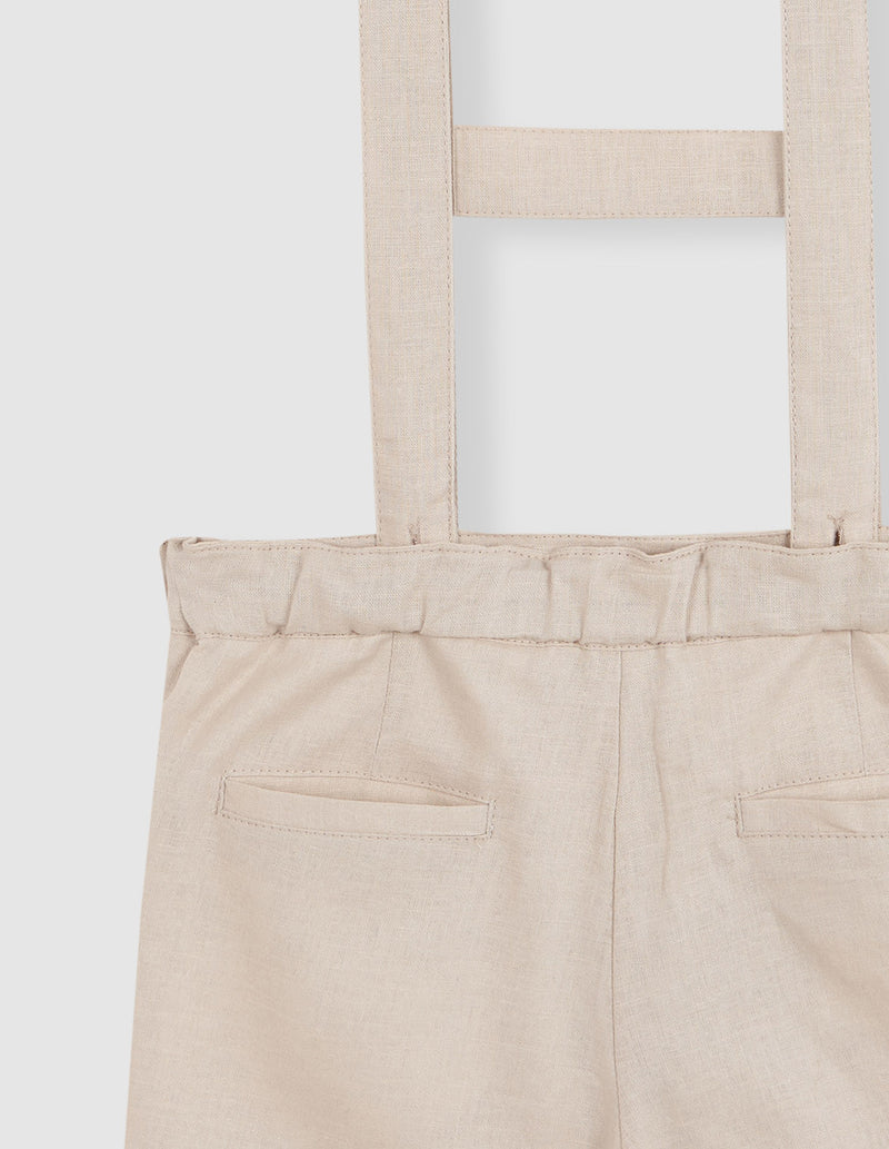Pantalón corto de lino con tirantes
