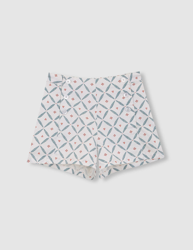 Pantalón corto con estampado de ramitas