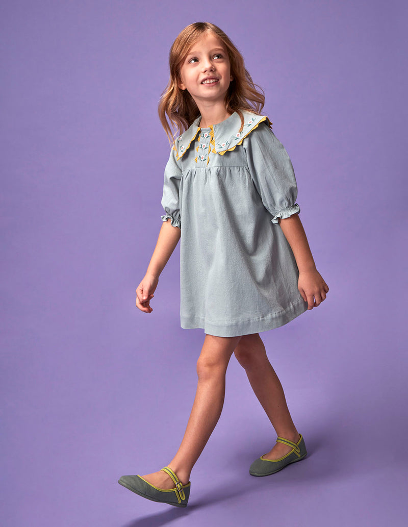 Vestido con cuellos pico bordados