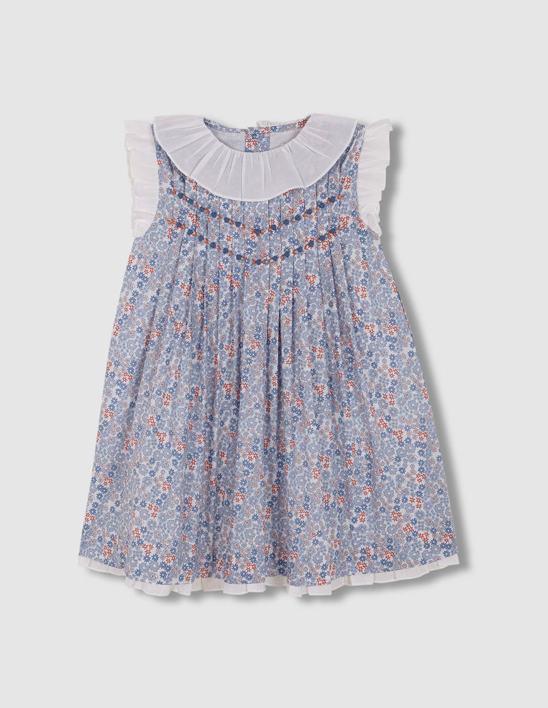 Vestido de florecitas con nido de abeja