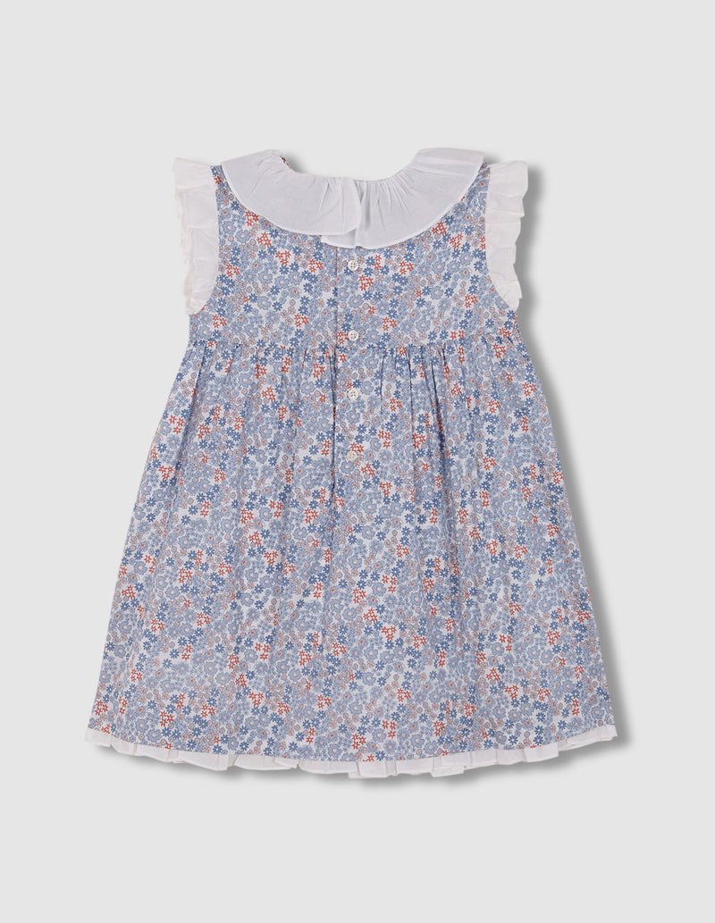 Vestido de florecitas con nido de abeja