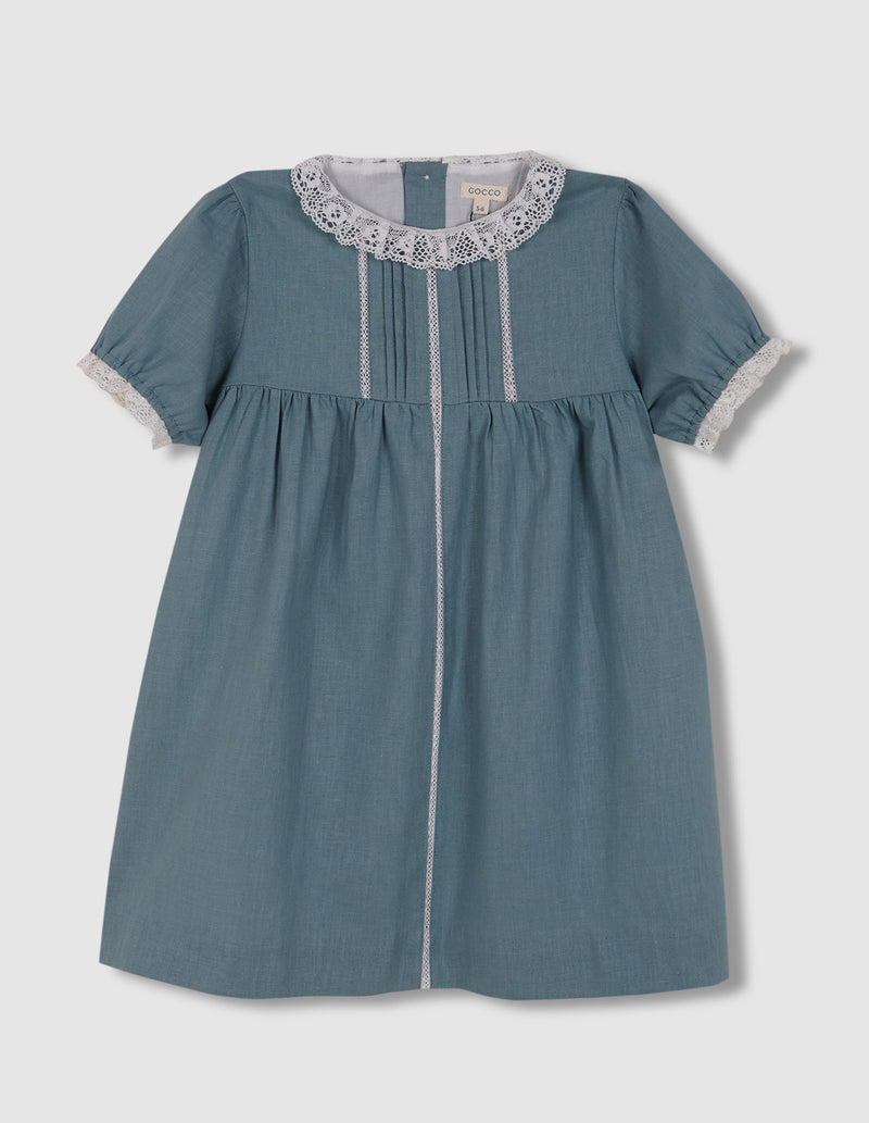 Vestido de lino con tiras bordadas