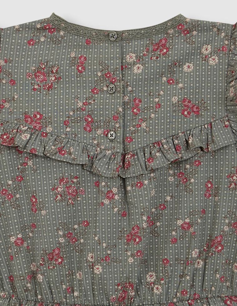 Vestido estampado de flores con tiras bordadas