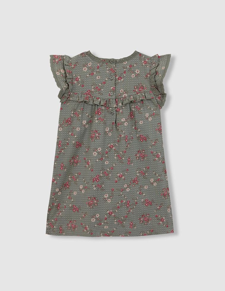 Vestido estampado de flores con tiras bordadas