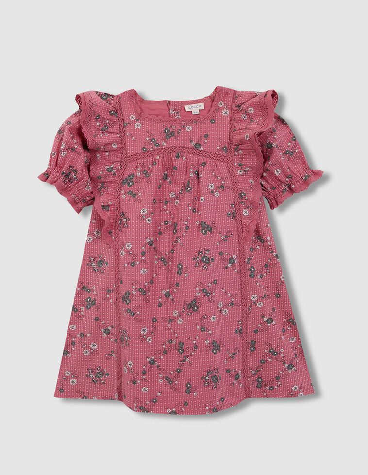 Vestido estampado de flores con tiras bordadas