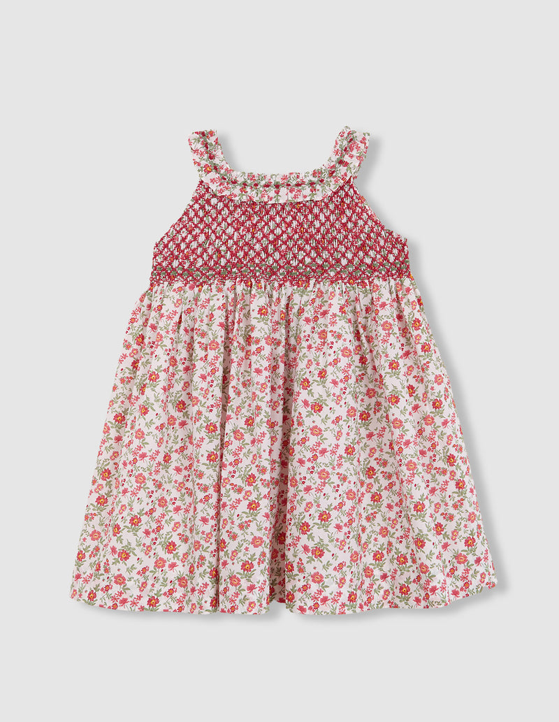 Vestido de flores sin mangas con volante