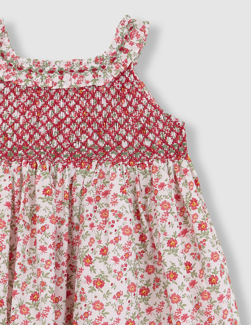 Vestido de flores sin mangas con volante